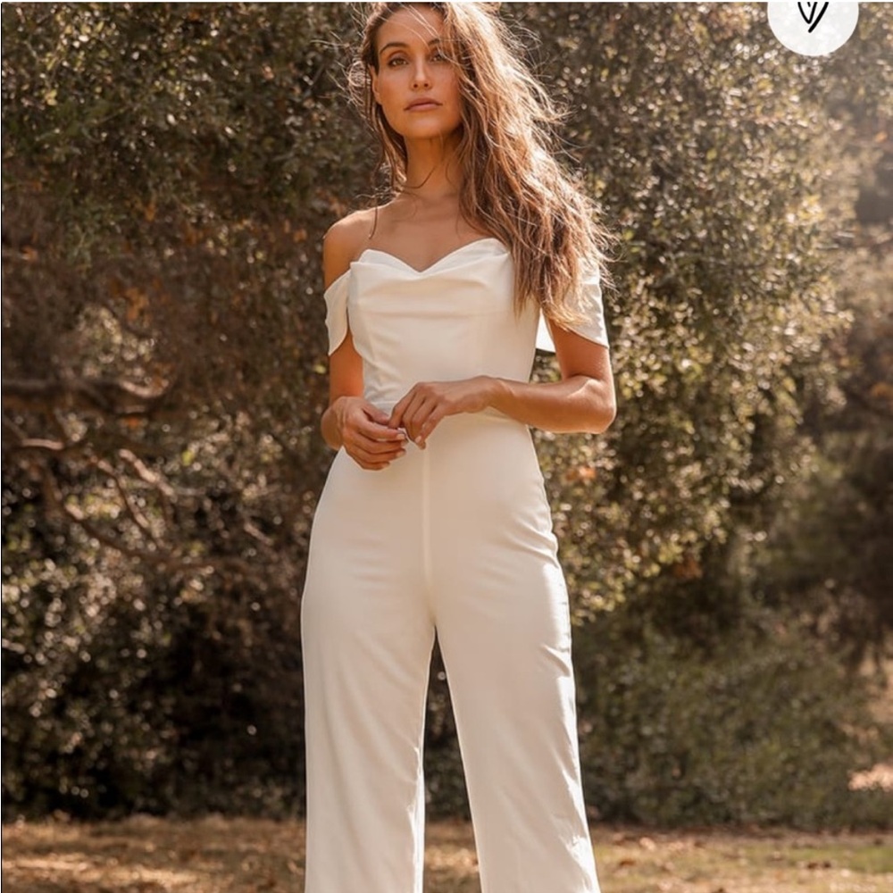 Elegant Off-Shoulder Cream Jumpsuit